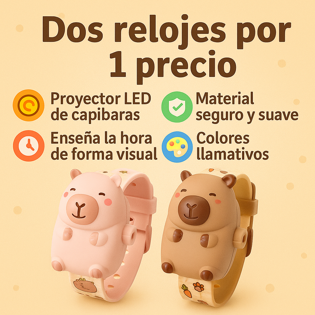 2 Relojes Proyector Capibara Niños